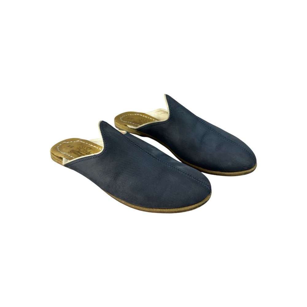 Sabah Baleen Baba Suede Mules In Blue Women's Size 40 US 8